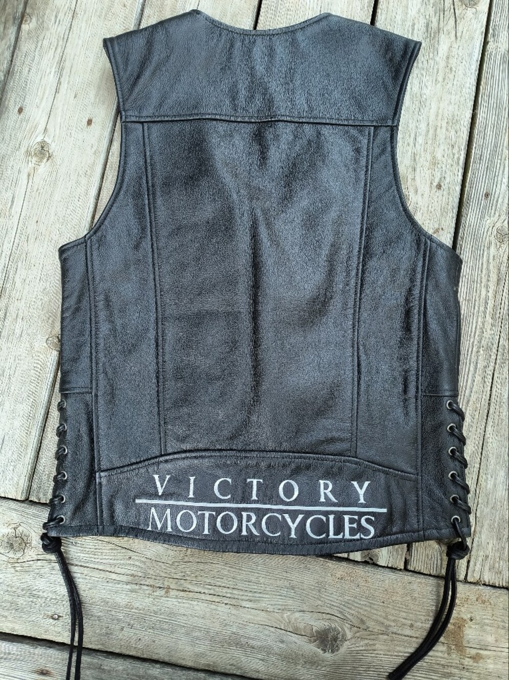 Victory Motorcycles Black Leather Biker Vest Small